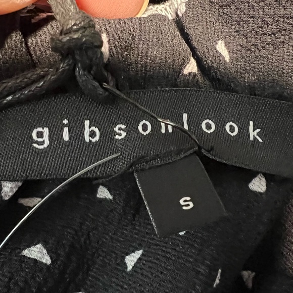 Gibson look Black White Polka Dot Ruffle sleeveless Top - Picture 7 of 12